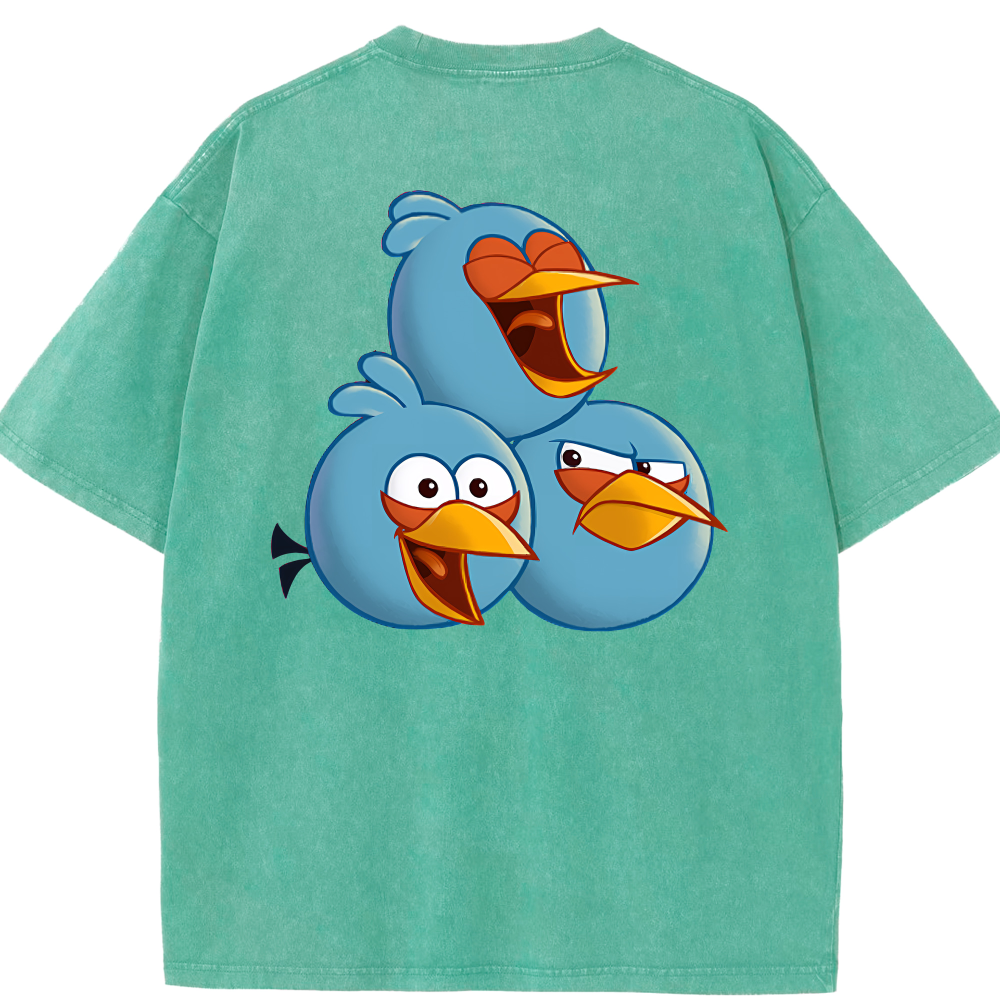 （画像用） Angry Birds アングリーバード 綿100% ヴィンテージ風 半袖Tシャツ（背面プリント）